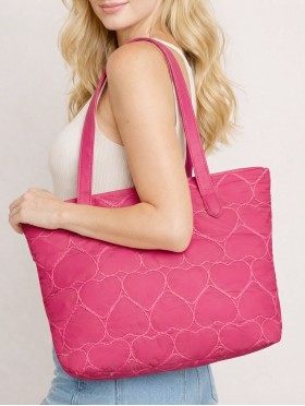 Heart Stitched Fashion Tote Bag 